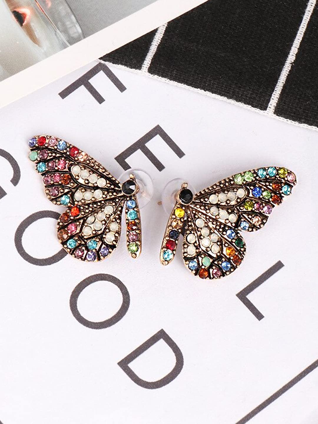 Kairangi Earrings For Women Multicolor Butterfly Designed Stud Drop Earrings For Women and Girls