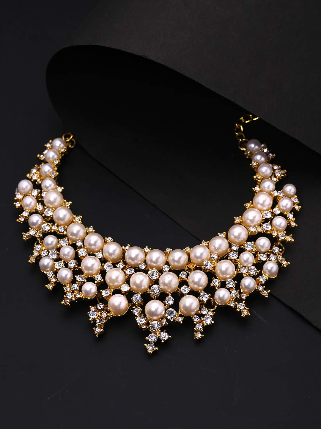 Yellow Chimes Latest Fashion Designer Pearl Gold Plated Pearl Choker Necklace Set with Earrings Jewellery Set For Women & Girls