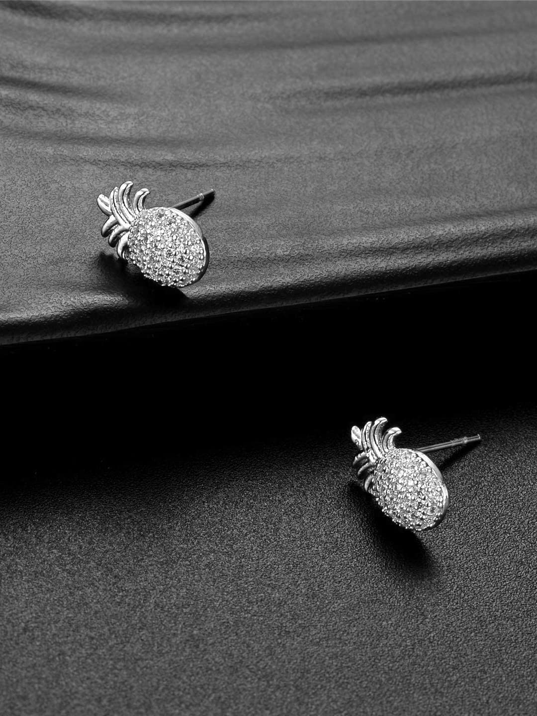 Yellow Chimes Earrings For Women Silver Toned Crystal Studded Pineapple Fruit Shape Stud Earrings For Women and Girls