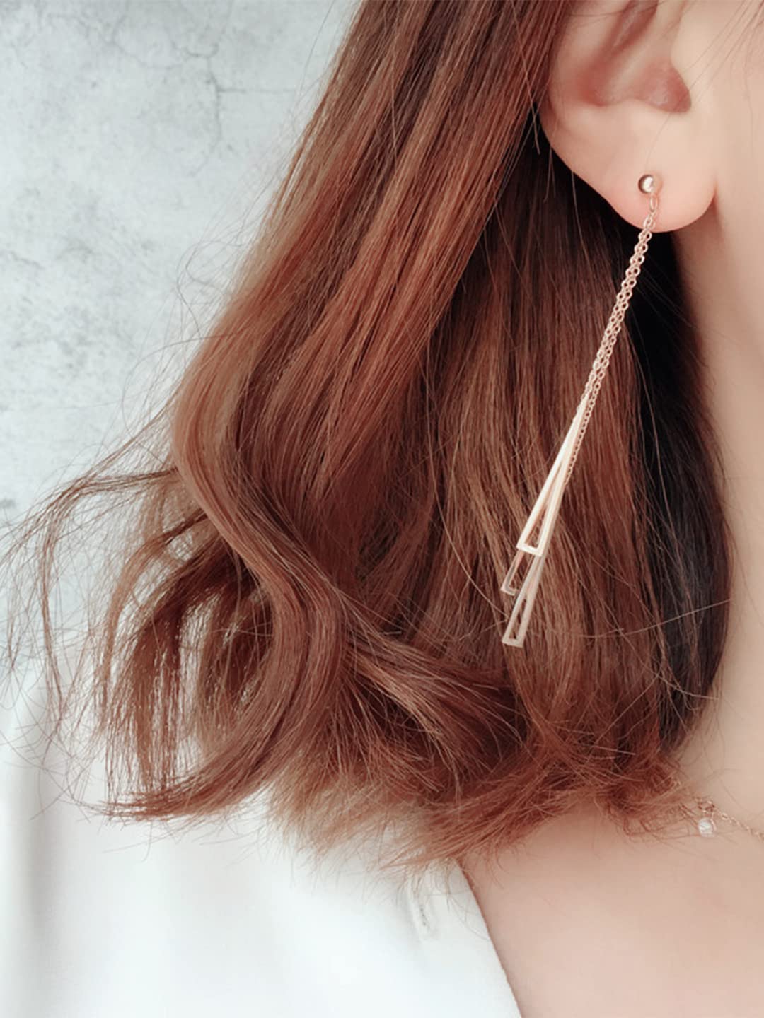 Yellow Chimes Long Earrings for Women Western Rose Gold Plated Stainless Steel Geometric Long Chain Danglers Earrings For Women and Girls