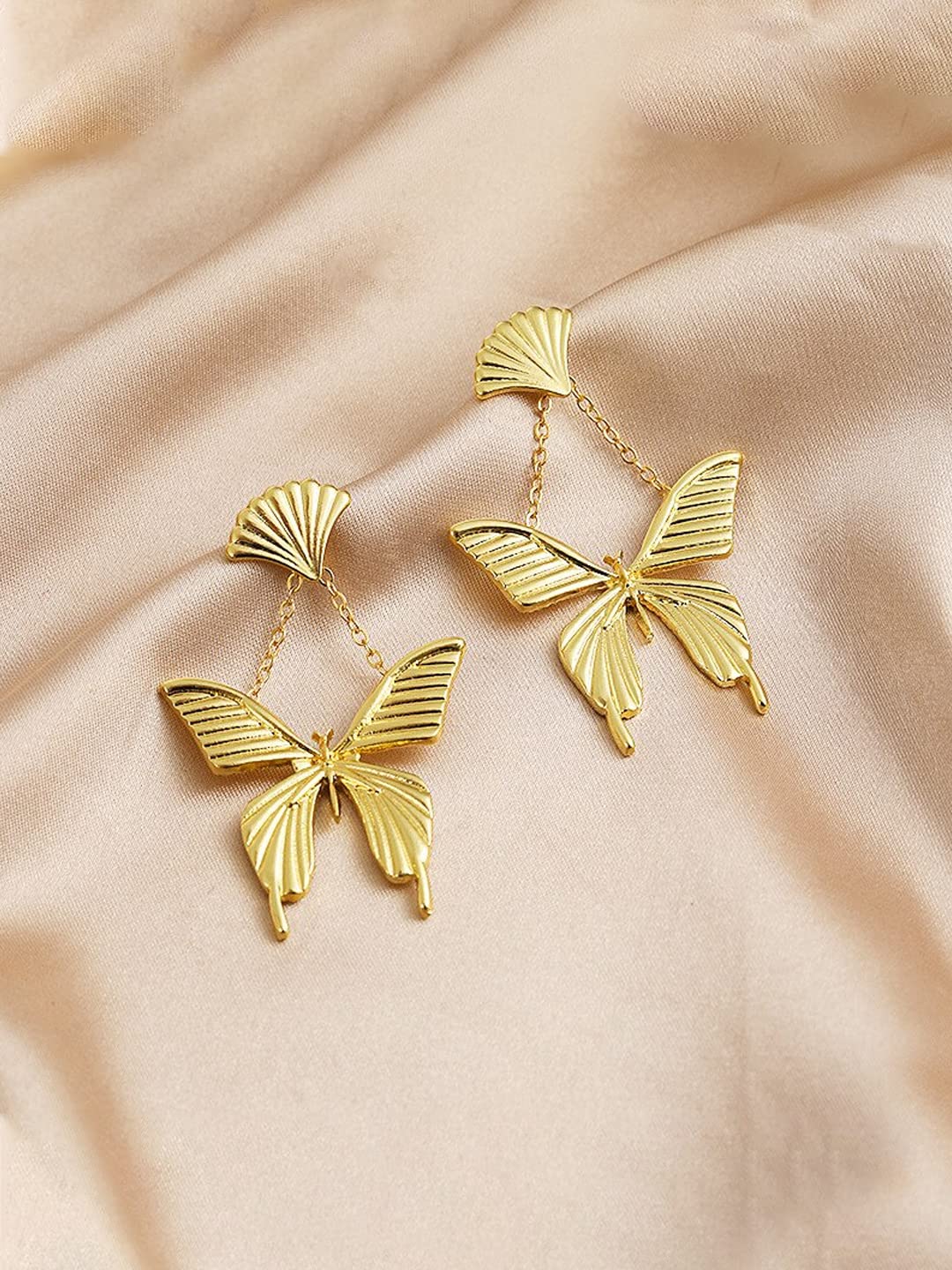 Yellow Chimes Earrings for Women and Girls Drop Earrings for Girls | Gold Toned Hanging Butterfly Designed Drop Earrings | Birthday Gift for girls and women Anniversary Gift for Wife