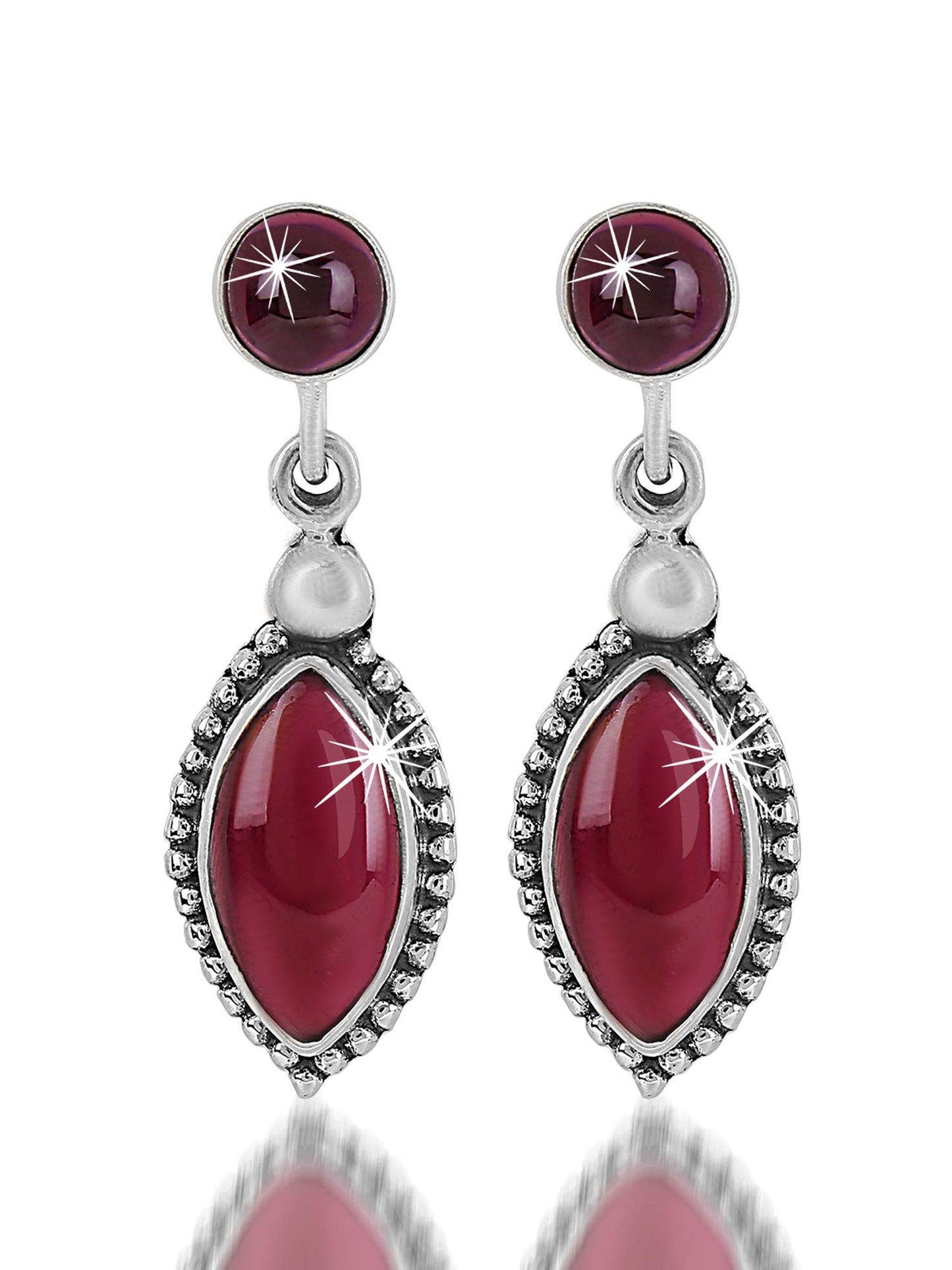 Yellow Chimes Gemstone Ruby Quartz 925 Sterling Silver Hallmark and Certified Purity Drop Earrings for Women and Girls