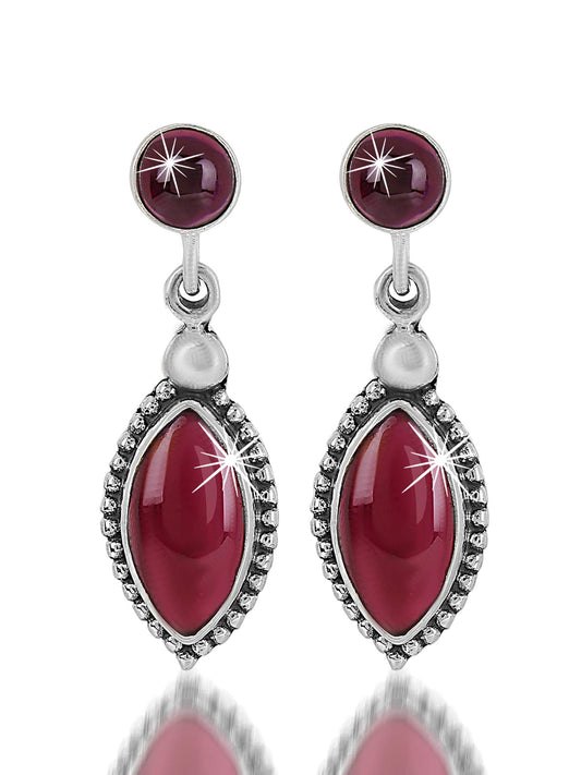 Yellow Chimes Gemstone Ruby Quartz 925 Sterling Silver Hallmark and Certified Purity Drop Earrings for Women and Girls