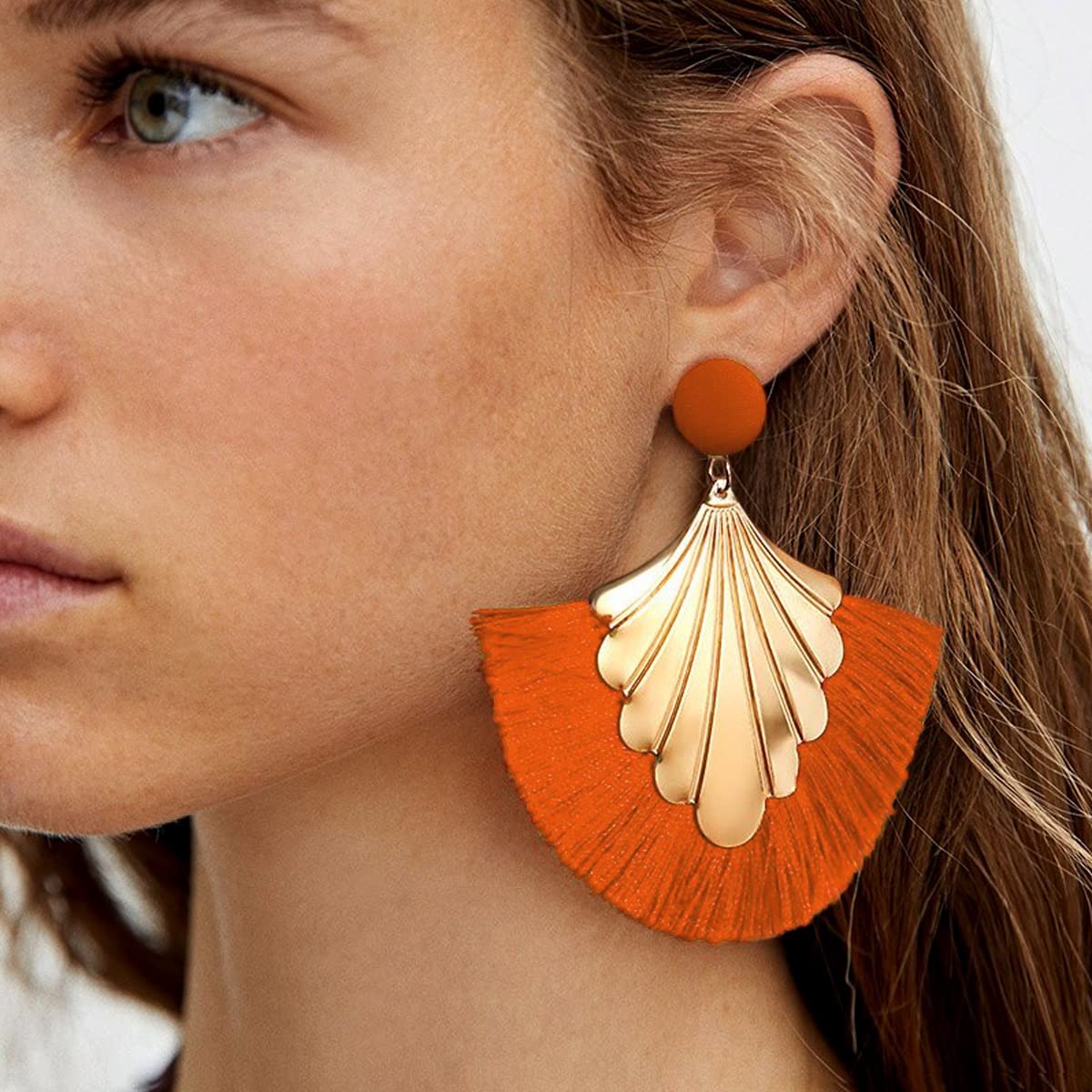 Apara Dangling Latest Orange and White colour With pearl drop Ring Jhumka  Earrings | Apara Fashions - For who you are | Fashion Jewelry for the  discerning.