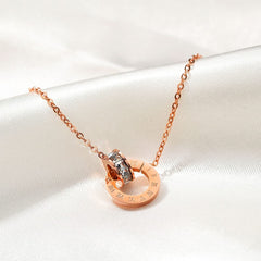 Yellow Chimes Pendant for Women Stainless Steel 18K Rose Gold Plated Roman Numericals Engraved Statement Style Chain Pendant for Women and Girls.