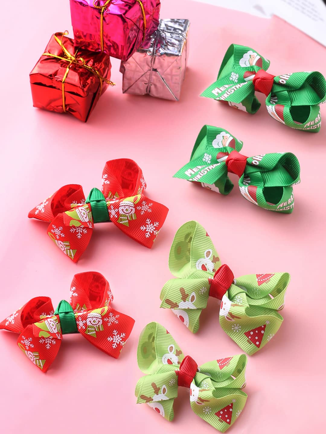 Melbees by Yellow Chimes Hair Clips for Women Girls Hair Accessories for Women Winter Christmas 6 Pcs Hair Clip Bow Hair Clips for Girls Hairclips Alligator Clips for Hair Pins for Women & Girls Christmas Collection Hair Accessories for Girls