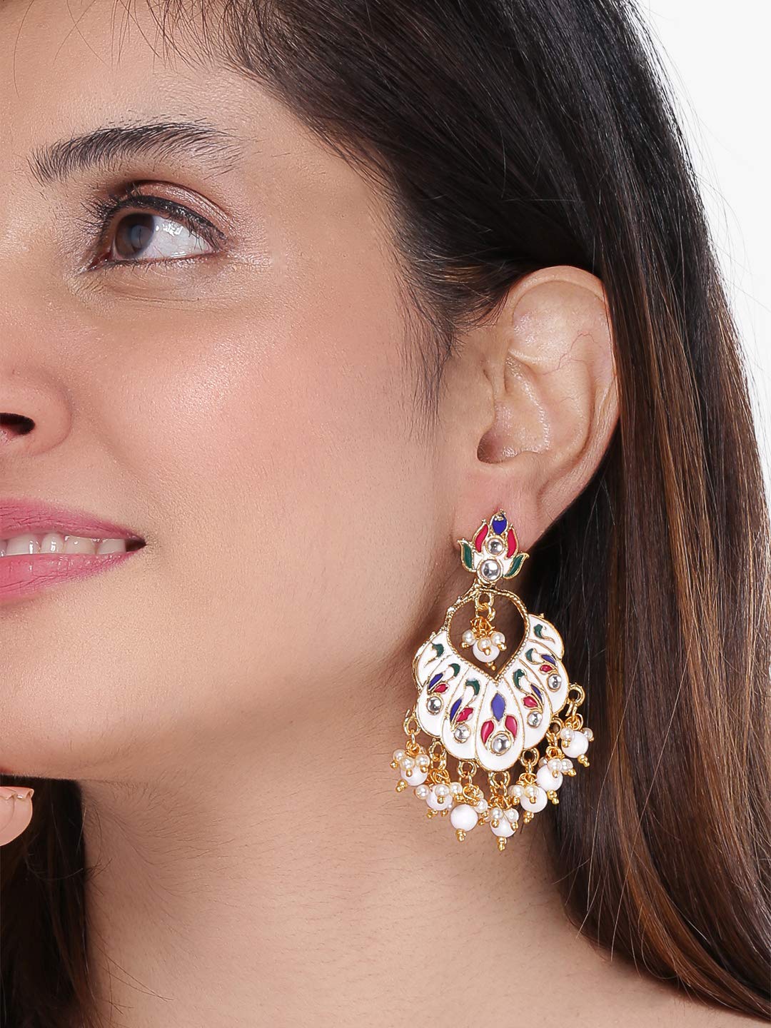 Yellow Chimes Chandbali Earrings for Women Combo 2 Pairs Multicolor Meenakari Chandbali Earrings for Women and Girls