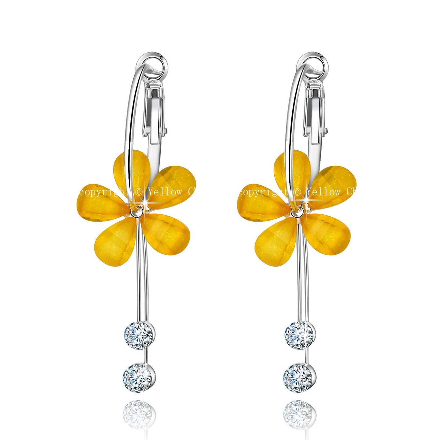 Yellow Chimes Hoop Earrings for Women Combo of 2 Pairs Yellow Black Floral Hoop Earrings for Women and Girls