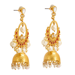 Yellow Chimes Jhumka Earrings for Women Traditional Gold Plated Pearl Long Chandbali Jhumka Earrings for Women and Girls