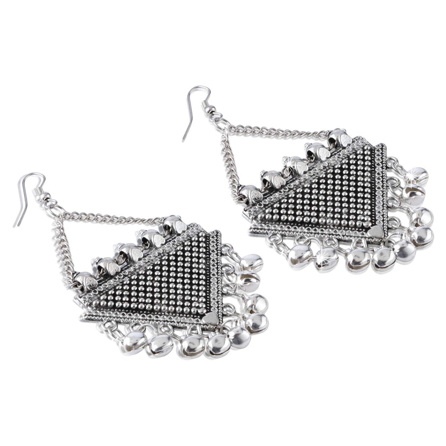 Yellow Chimes Statement Antique Necklace with Earrings Oxidised Jewellery Sets for Women and Girls