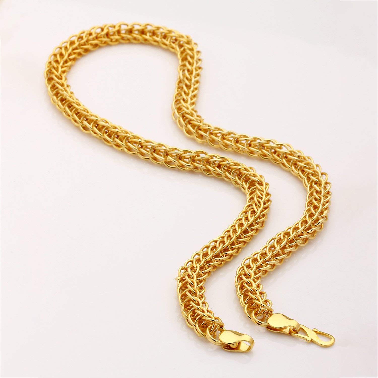 Yellow Chimes Gold Plated Latest Fashion Broad Long Interlinked Neck Chains for Men and Boys