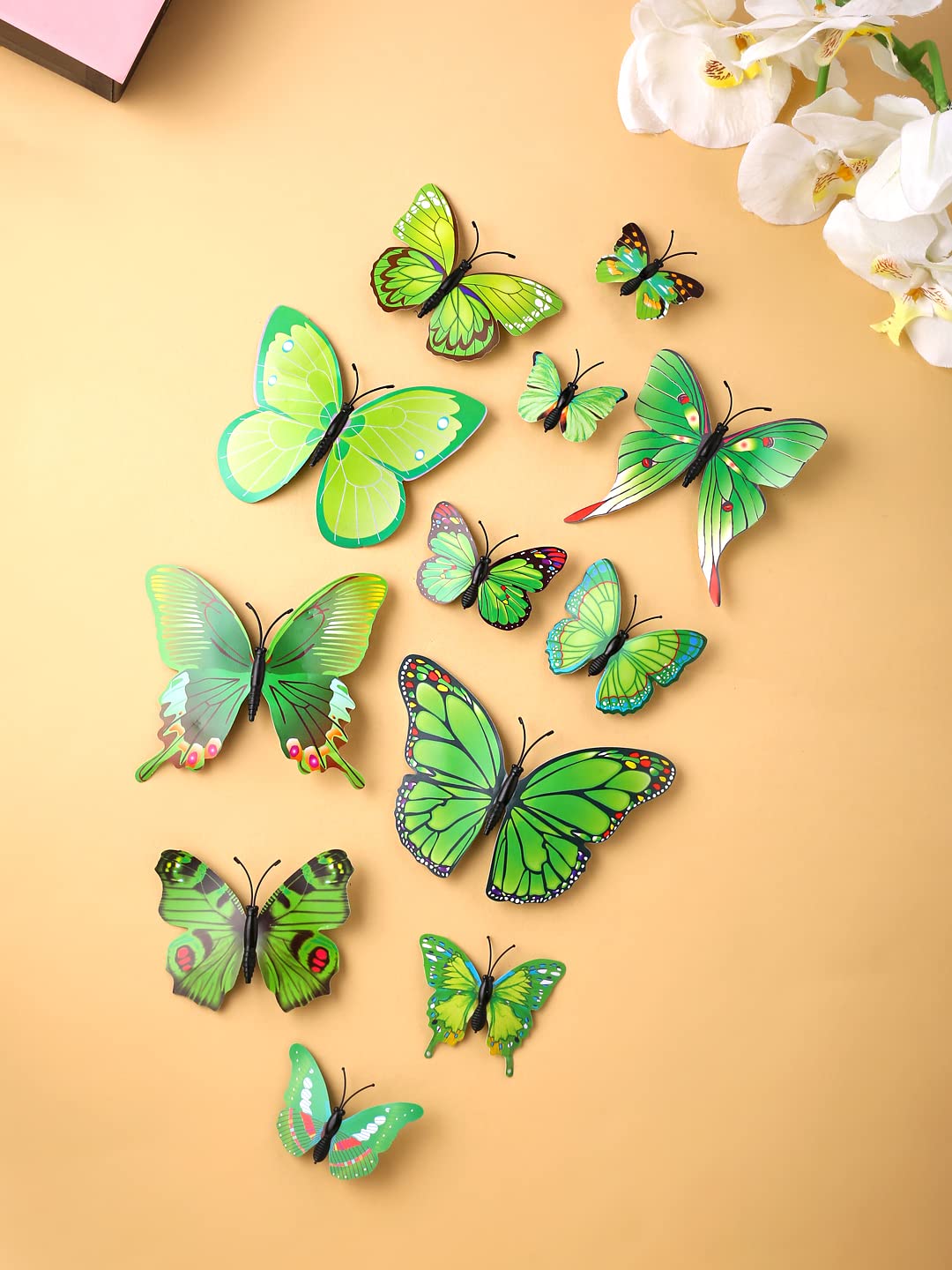 Melbees by Yellow Chimes Hair Clips for Girls Kids Hair Clip Hair Accessories for Girls Baby's Set of 12 Pcs Green Butterfly Alligator Clips for Girls Hair Clips for Baby Girls Alligator Clips for Hair Baby Hair Clips For Kids Toddlers