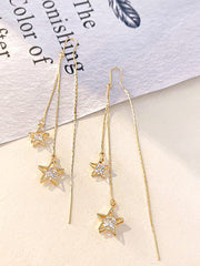 Yellow Chimes Earrings For Women Gold Tone Elegant Crystal Star Shape Dangle Earrings For Women and Girls