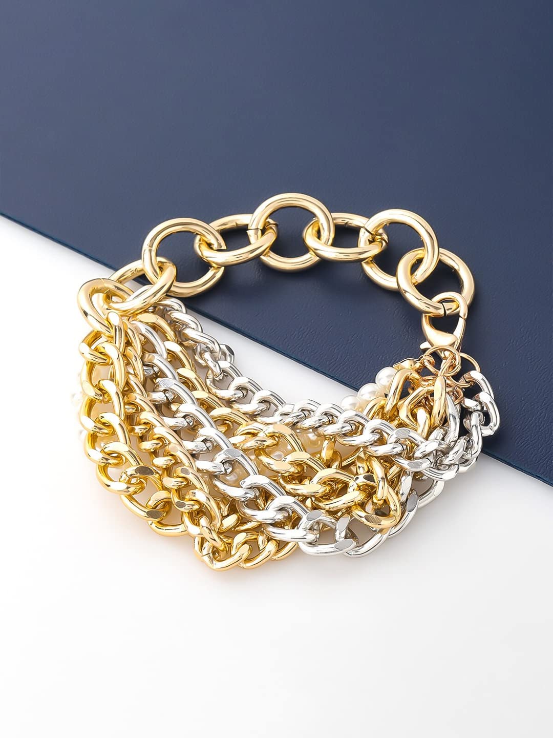 Yellow Chimes Bracelet For Women Multicolor Connected Chain Designed Multilayer Bracelet For Women and Girls