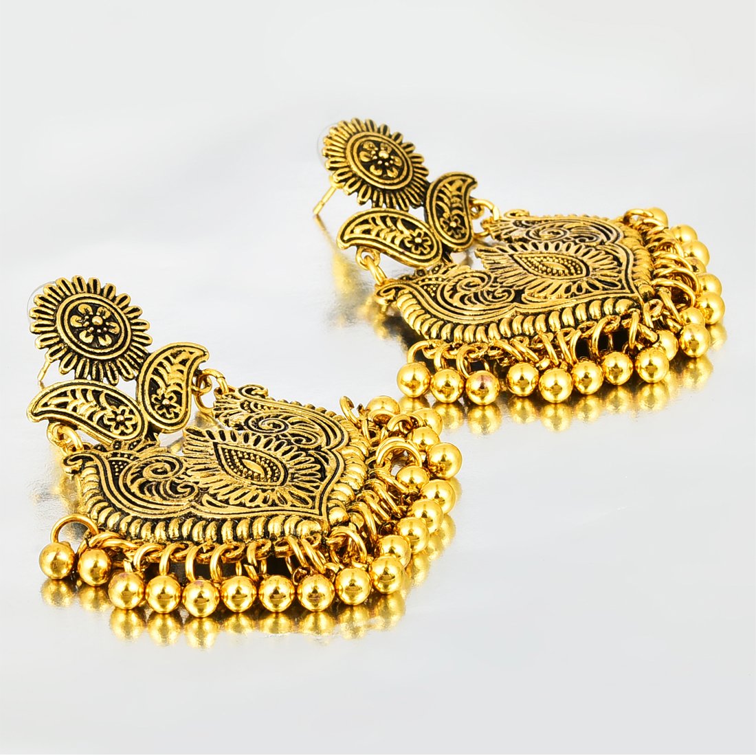 Yellow Chimes Artistic Crafted Stylish Oxidised Chandbali Earrings For Women & Girls