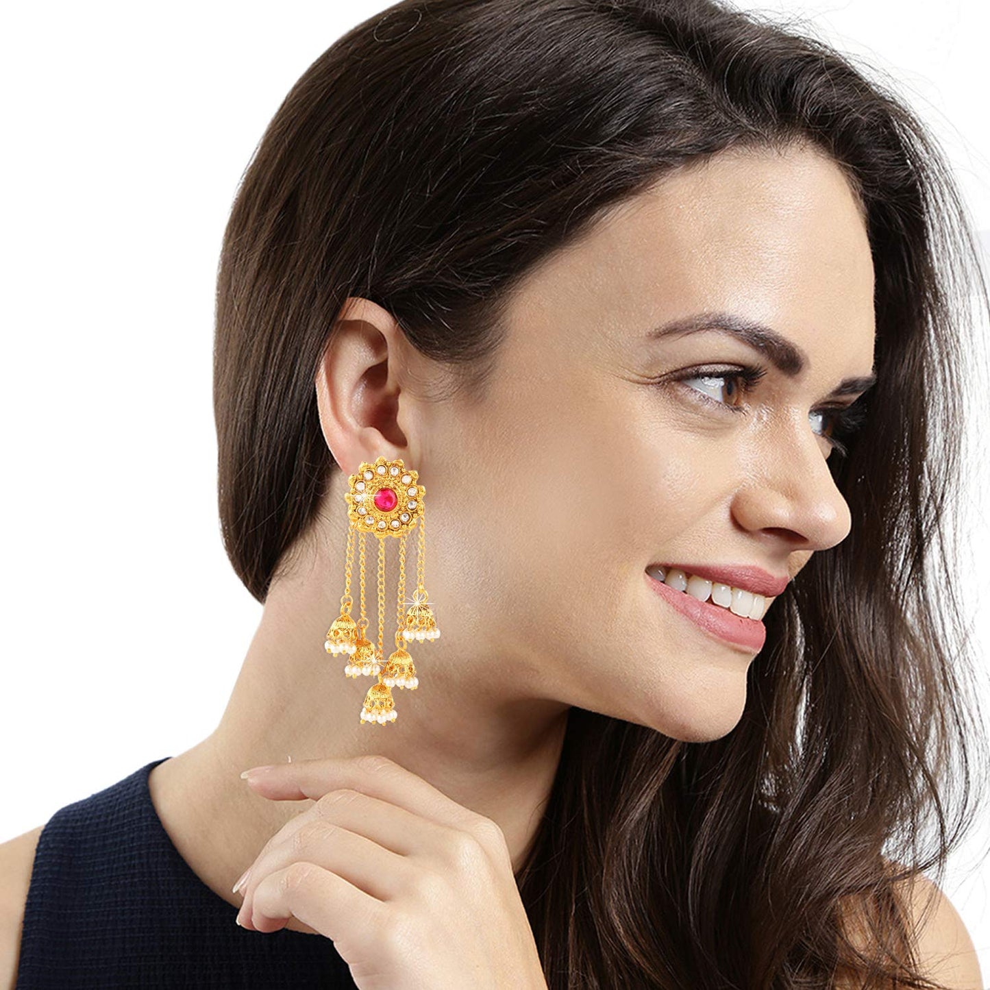 Yellow Chimes Traditional Latkan Jhumka Jhumki Earrings for Women and Girls