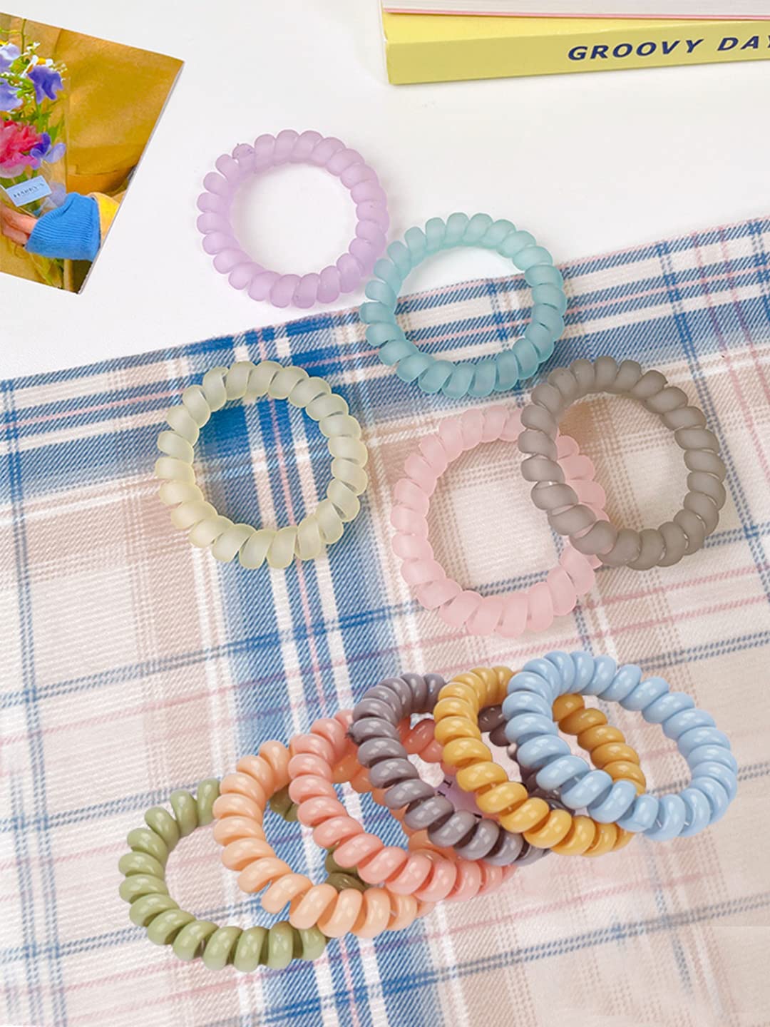 Yellow Chimes Rubber Bands for Women Hair Accessories for Women Hair Rubber Band 11 Pcs Multicolor Spiral Elastic Hair Rubber Bands for Women Hair Ties Ponytail Holders for Girls Gift For Women and Grils