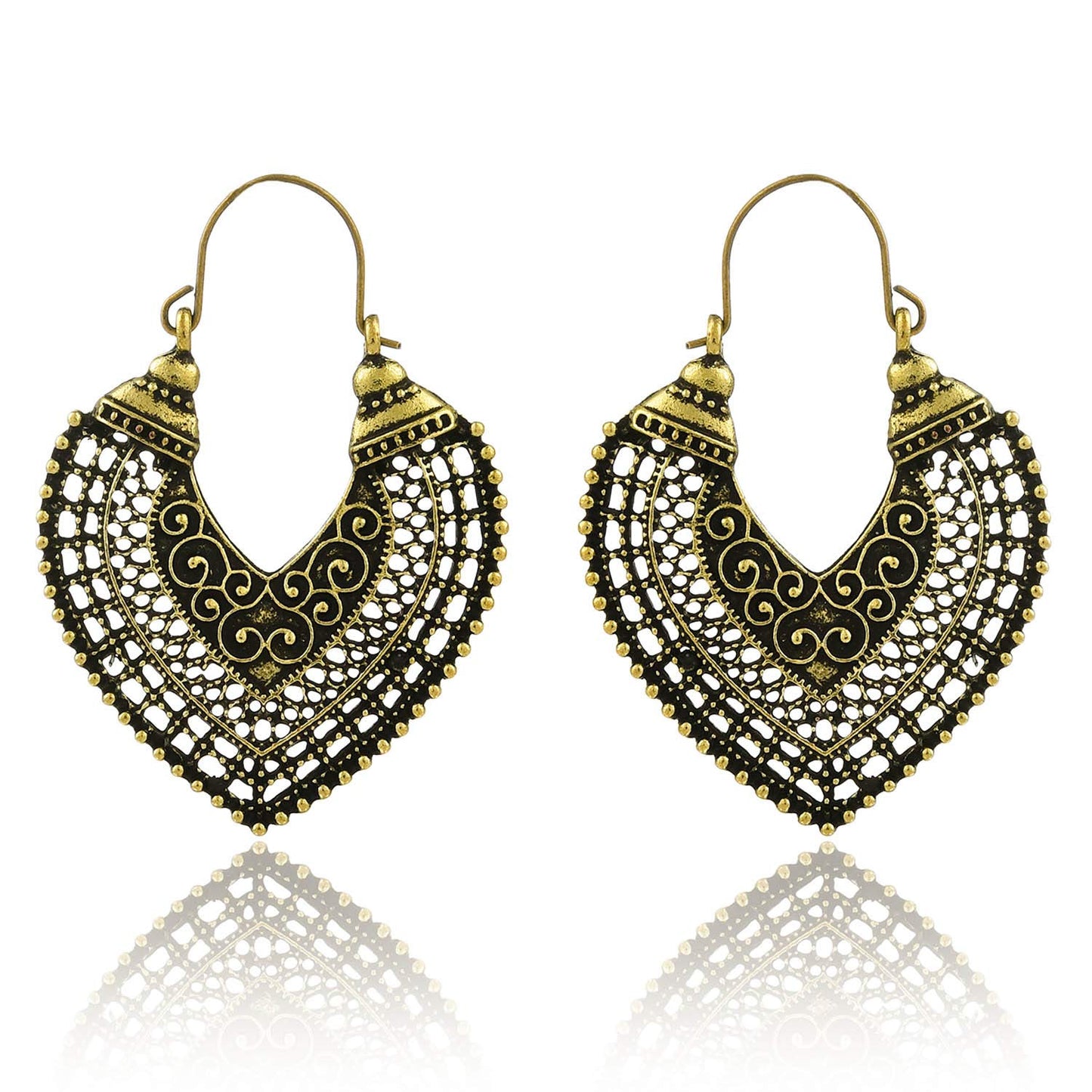 Yellow Chimes Vintage Indian Fashion Oxidized Gold Plated Metal Chandbali Earring for Women and Girls