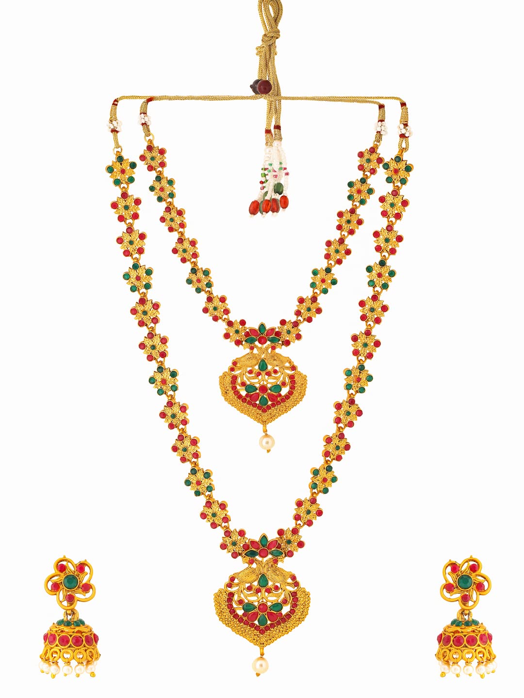 Yellow Chimes traditional Jewellery Set for Women Gold-Plated Temple Necklace Set Stone-Studded Necklace Set For Women & Girls (NK 7)