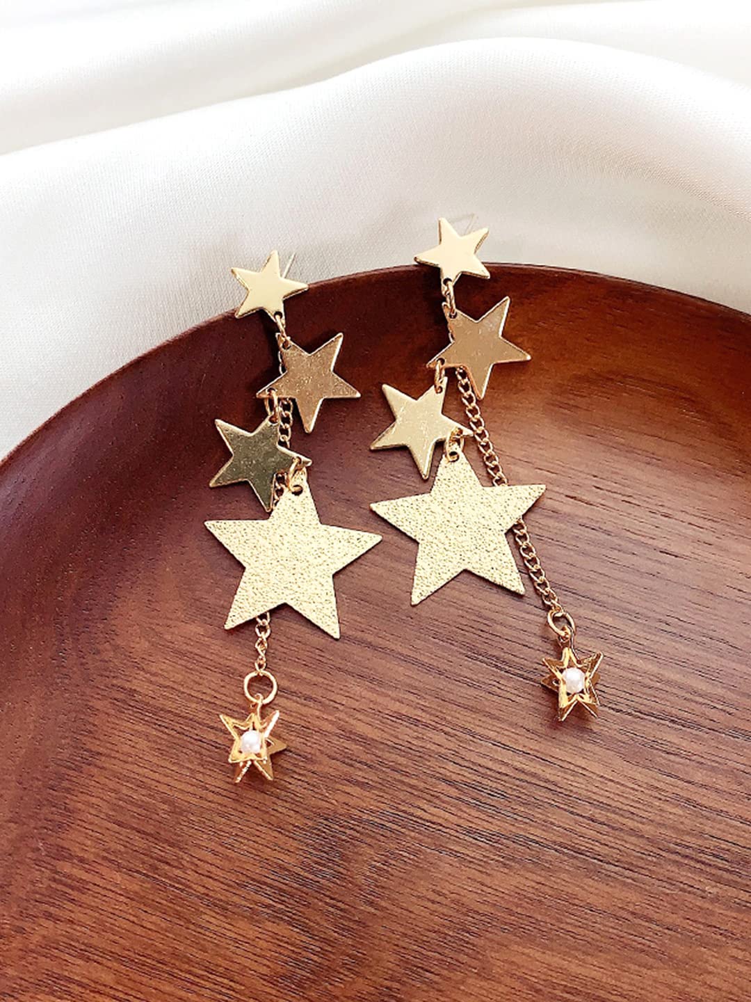 Yellow Chimes Earrings For Women Gold Toned Star Designed Hanging Chain Dangler Earrings For Women and Girls