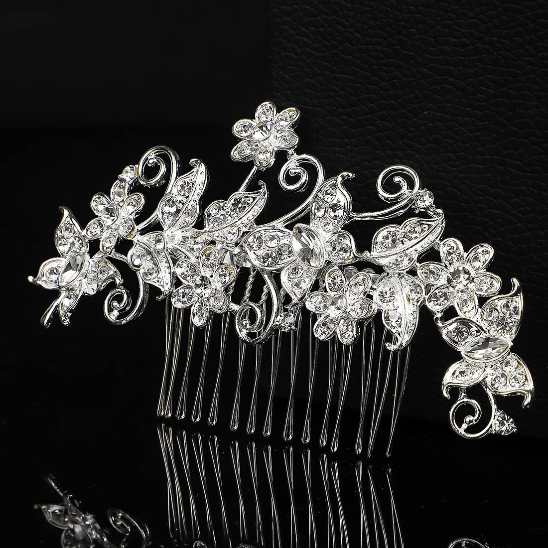 Yellow Chimes Comb Pin for Women Hair Accessories for Women Floral White Comb Clips for Hair for Women Crystal Hair Pin Bridal Hair Accessories for Wedding Side Pin / Comb Pin / Juda Pin Accessories for Women