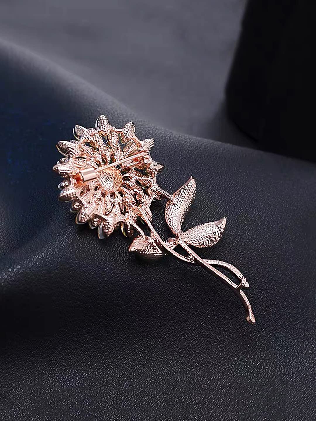 Yellow Chimes Floral Brooch for Women Elegant Gold Plated Beautiful Flower Crystal Studded Brooch for Women and Girls