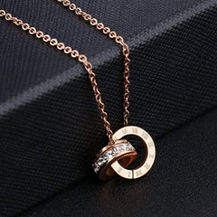Yellow Chimes Pendant for Women Stainless Steel 18K Rose Gold Plated Roman Numericals Engraved Statement Style Chain Pendant for Women and Girls.