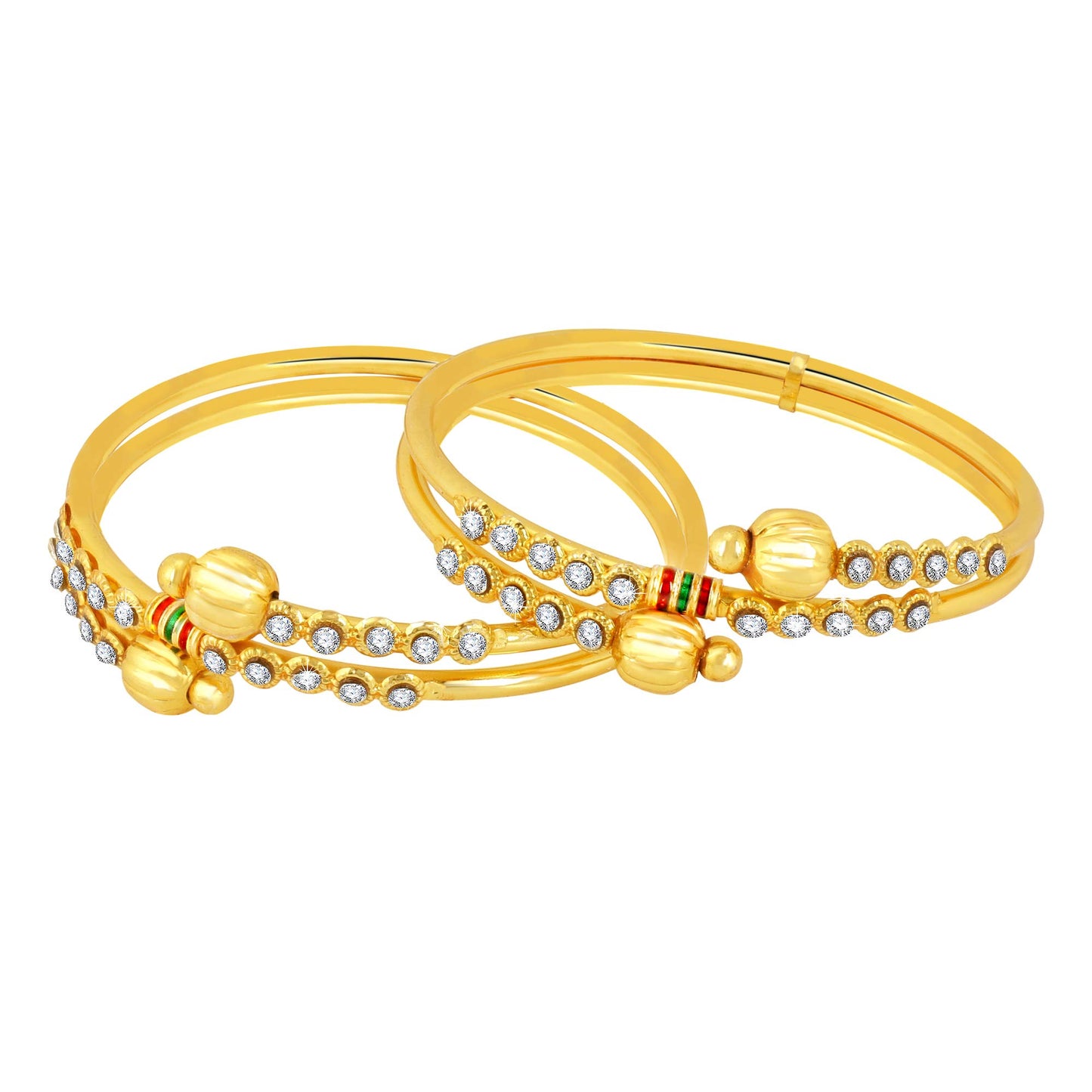 Yellow Chimes Designer CZ Victorian 2 Pc Gold Plated Traditional Bangles Set for Women