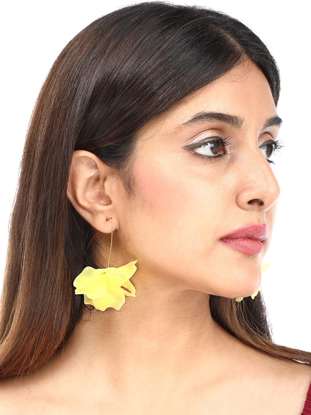 Yellow Chimes Earrings for Women Combo of 2 Pairs Gold Plated Yellow Red Colour Floral Drop Earrings for Women and Girls