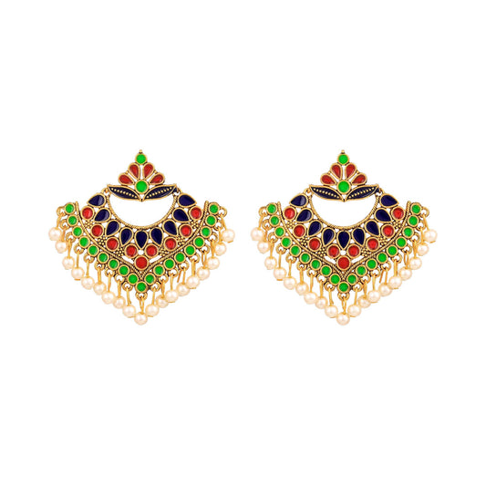 Yellow Chimes Beautifully Enamelled Stylish Gold Plated Meenakari Chandbali Earrings for Women and Girls…