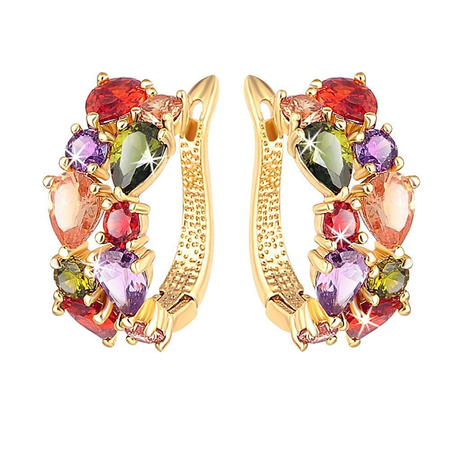 Kairangi Clip on Earrings for Women Multicolors Flowerets Vine Swiss CZ 18K Gold Plated Crystal Clip On Earrings for Women and Girls