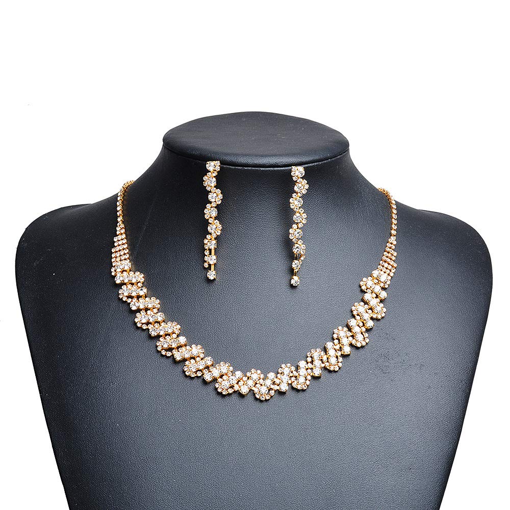 Yellow Chimes Exclusive Sparkling Crystals Jewellery Set with Earrings Necklace Set for Women and Girls