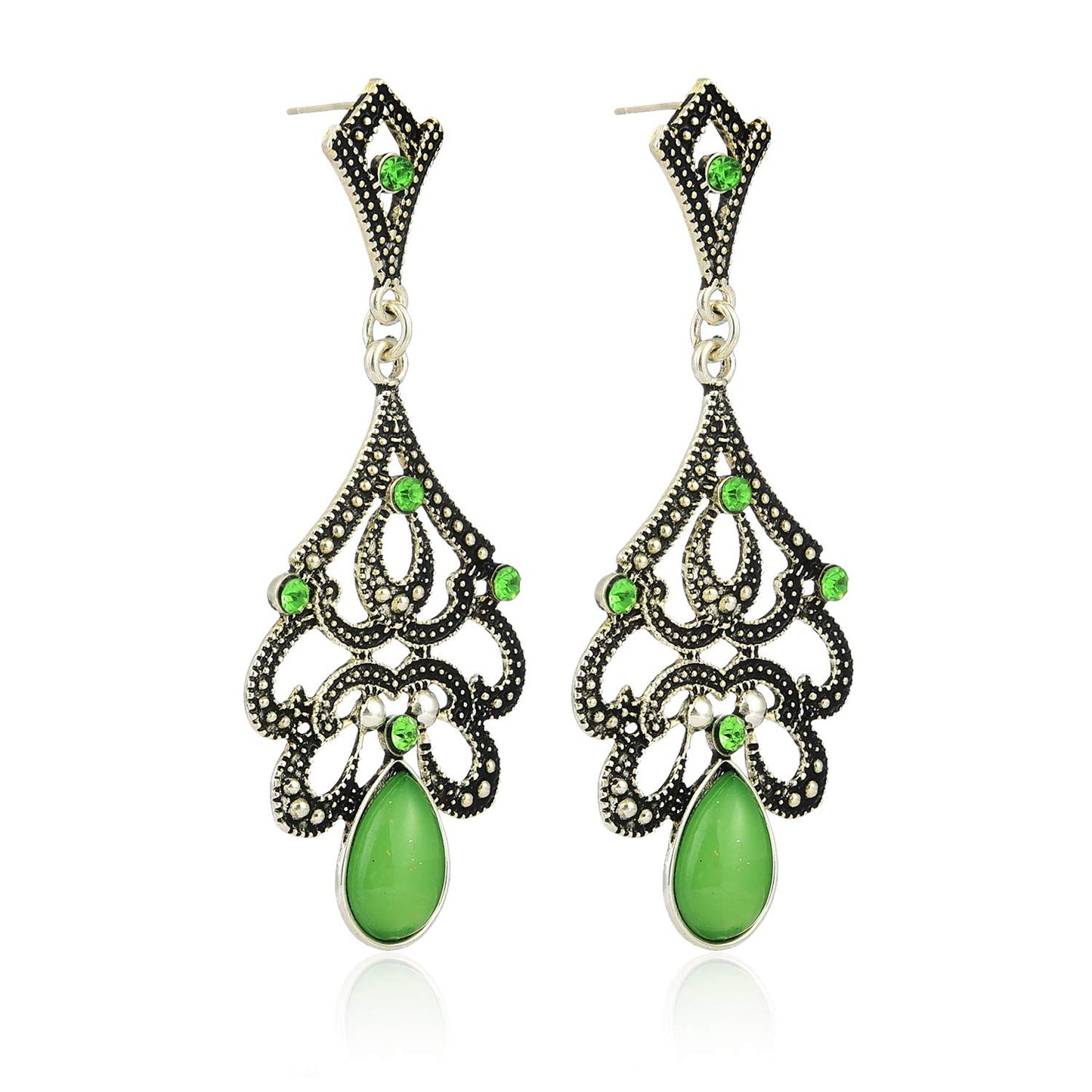 Yellow Chimes Tribal Vintage Grey Green Dangle Earring for Women & Girls