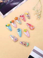 Melbees by Yellow Chimes Hair Clips for Girls Kids Hair Clip Hair Accessories for Girls Baby's 10 Pcs Glittering Cute Charactres Snap Hair Clips Tic Tac Clips Hairclips for kids Baby Teens & Toddlers