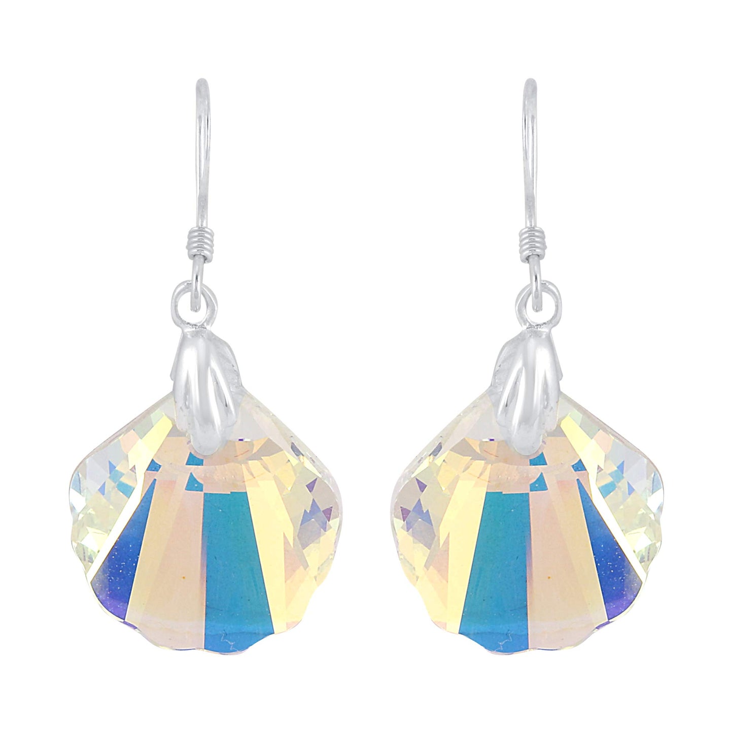 Yellow Chimes Crystals from Swarovski 925 Sterling Silver Hallmark and Certified Purity Sheer Depth Shell Crystal Earrings for Women and Girls