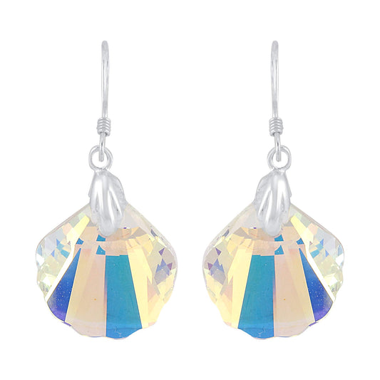 Yellow Chimes Crystals from Swarovski 925 Sterling Silver Hallmark and Certified Purity Sheer Depth Shell Crystal Earrings for Women and Girls