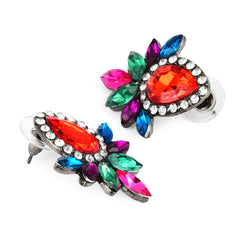 Yellow Chimes Sparkling Leafs Multicolor Stud Earring for Women & Girls