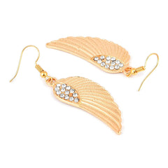 Yellow Chimes Golden Feathers Drop Earring for Women & Girls