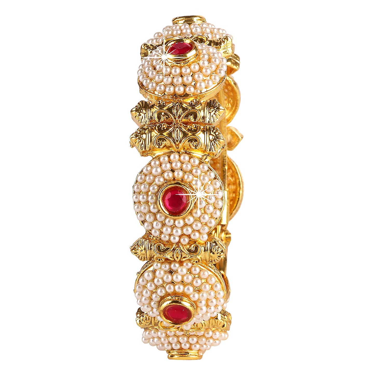 Yellow Chimes Traditional Moti Carftmanship Designer Wedding Kangan/Kada Bangle Bracelet for Women and Girls