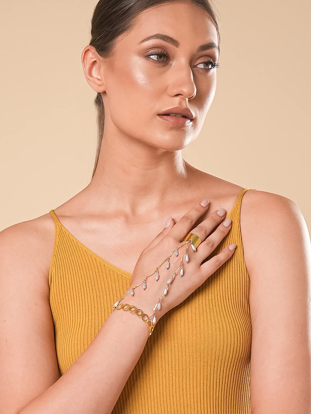Buy Diamonds Hand Chain Bracelet, Ring Bracelet Hand Chain, Diamond Bezel  Station. 14K Gold & Diamonds, 0.35 Carat Diamonds, Unique Hand-chain Online  in India - Etsy