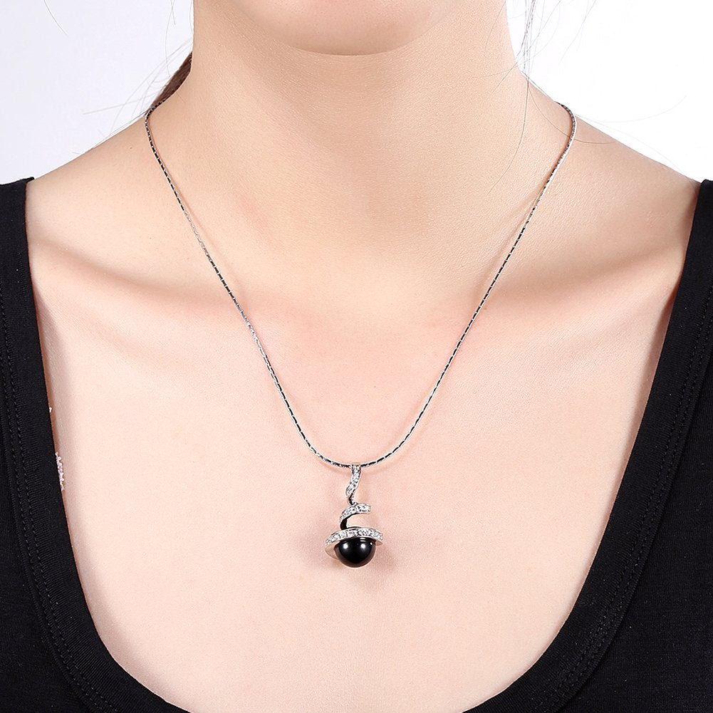 Yellow Chimes A5 Grade Crystal Designer Holding Black Pearl Pendant for Women & Girls