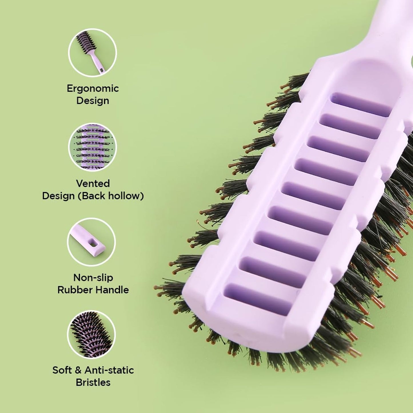 Yellow Chimes Round Vented Hair Brush for Quick Drying & Pain Free Detangling | Smoothens | Stylish design | Flexible Nylon Bristles | Suitable for All Hair Types