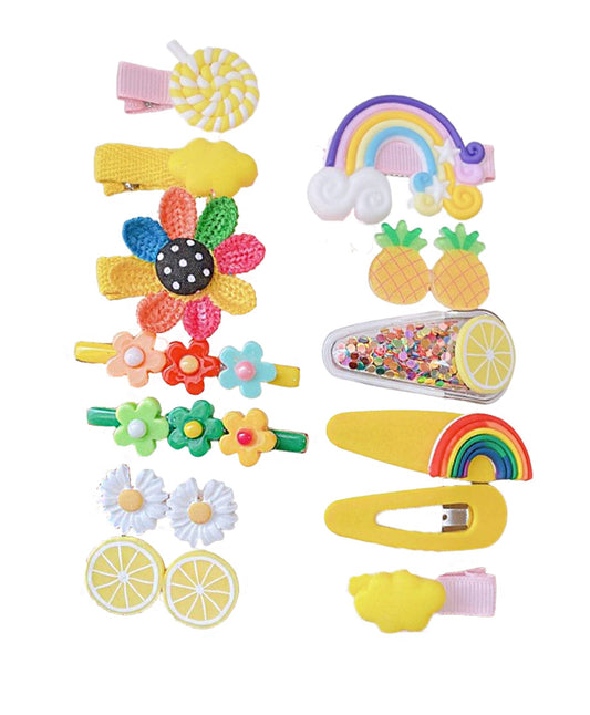 Melbees by Yellow Chimes Hair Clips for Girls Kids Hair Clip Hair Accessories For Girls Cute Characters Pretty Tiny Hair Clips for Baby Girls 14 Pcs Multicolor Alligator Clips for Hair Baby Hair Clips For Kids Toddlers