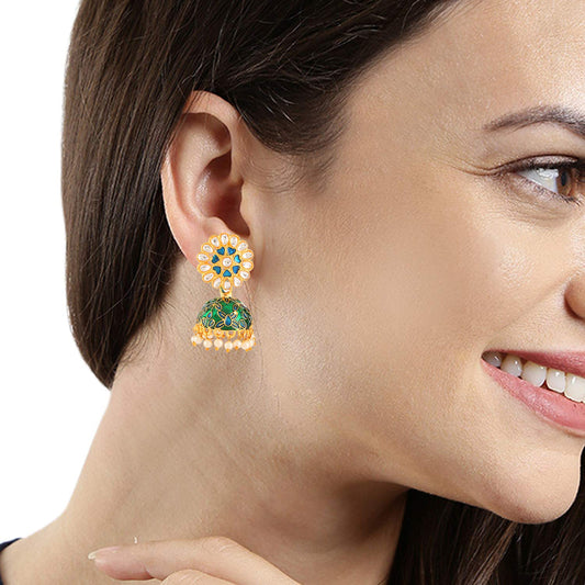 Yellow Chimes Meenakari Workmanship Latest Stylish Jhumkas Earrings for Women and Girls