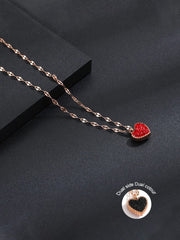 Yellow Chimes Heart Pendant for Women Statement Style Rose Gold Plated Black Red Heart Chain Pendant Necklace for Women and Girls