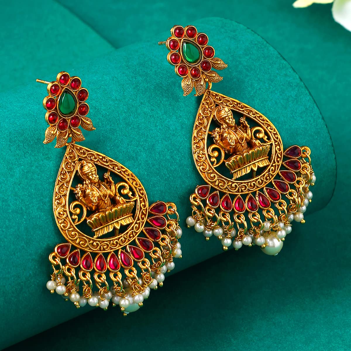 Yellow Chimes Earrings for Women and Girls Traditional Chandbali Earrings Gold Plated | Beads Drop Temple Earrings | Birthday Gift for girls and women Anniversary Gift for Wife (Style 4)