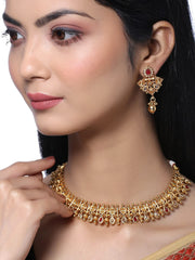Yellow Chimes Jewellery Set for Women Gold Toned Crystal Studded Choker Necklace Set with Earrings for Women and Girls