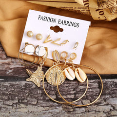 Yellow Chimes Earrings Set for Women Combo of 6 Pairs Gold Plated Geometric Shaped Stud Danglers Earrings for Women and Girls