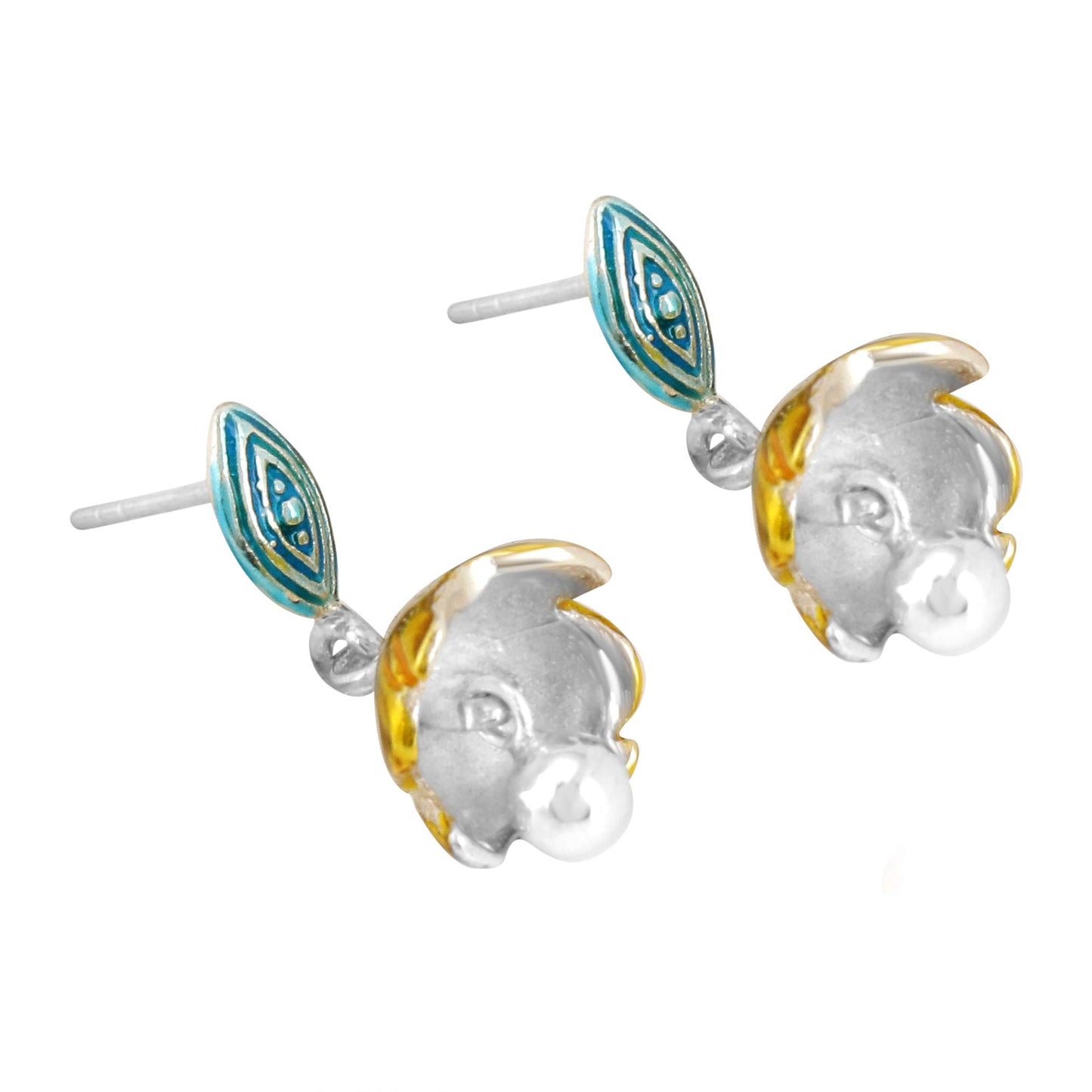 Yellow Chimes 925 Sterling Silver Hallmark and Certified Purity Meenakari Jhumki Earrings for Women and Girls