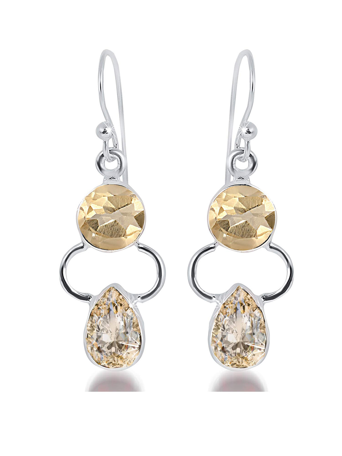 Yellow Sapphire Dangle Earrings with Two Marquise Accent Diamonds in 1 –  Ron George Jewelers